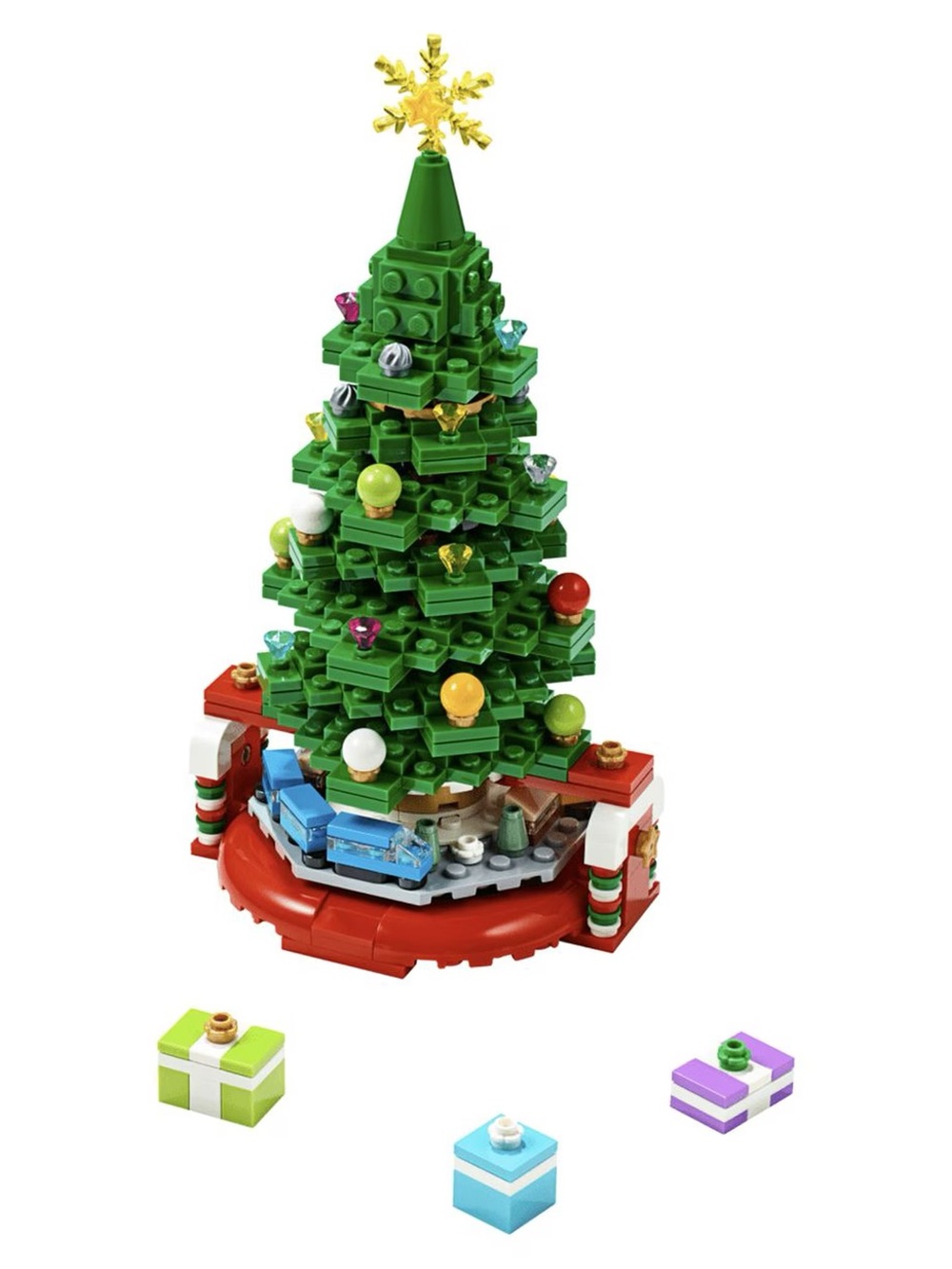 Lego Green Christmas Tree Set with Red Base and Multicolor Ornaments - Picture 4 of 4